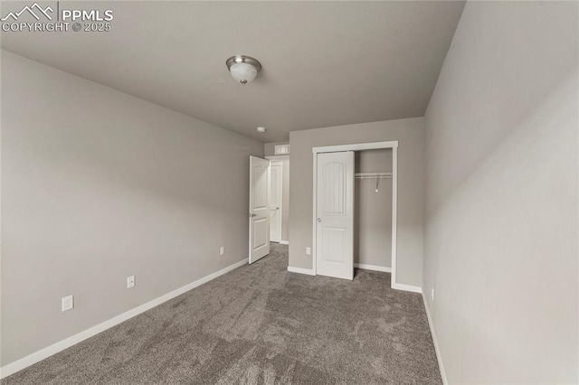 4691 Pleasant Port Vw, Colorado Springs, CO 80911 - unfurnished bedroom featuring baseboards, a closet, and carpet flooring