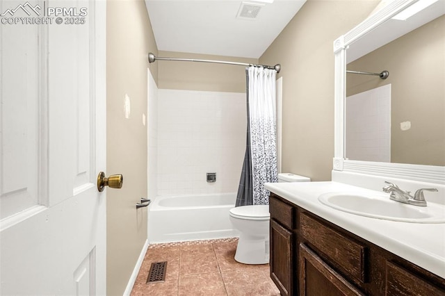 7775 Woody Creek Dr, Colorado Springs, CO 80911 - full bathroom featuring visible vents, toilet, tile patterned flooring, and vanity