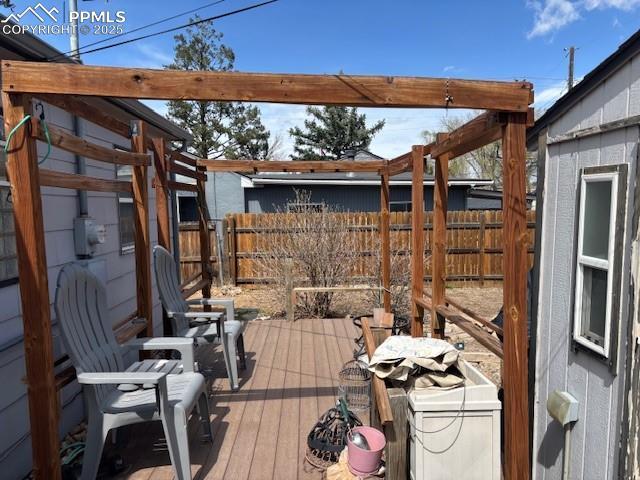 wooden terrace with fence