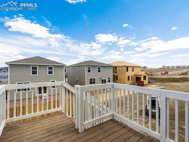 deck with a residential view