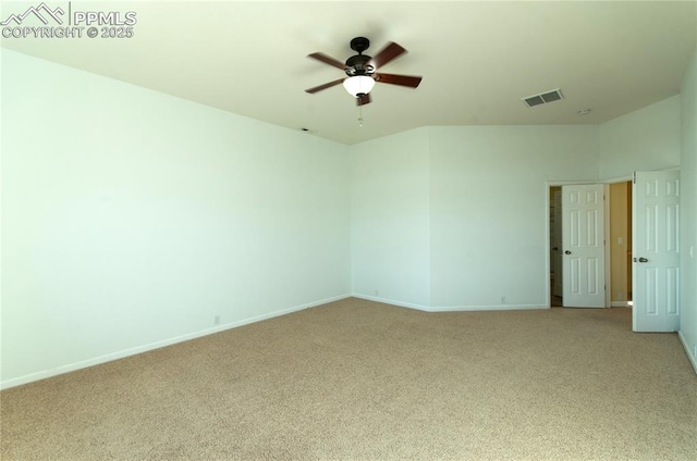 9443 St George Rd, Peyton, CO 80831 - unfurnished room featuring baseboards, light colored carpet, ceiling fan, and visible vents
