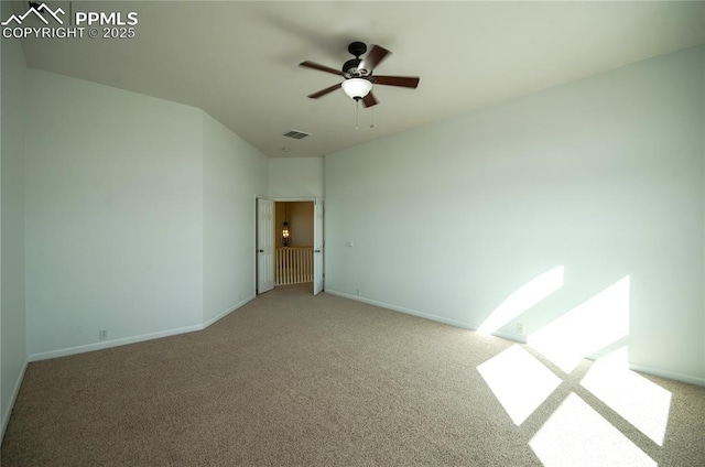 9443 St George Rd, Peyton, CO 80831 - carpeted spare room with ceiling fan, baseboards, and visible vents