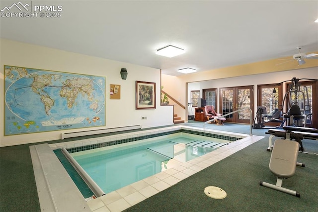 714 Southern Cross Pl, Colorado Springs, CO 80906 - pool featuring an indoor hot tub and a ceiling fan