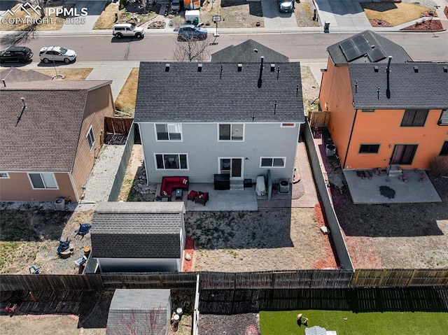 bird's eye view with a residential view