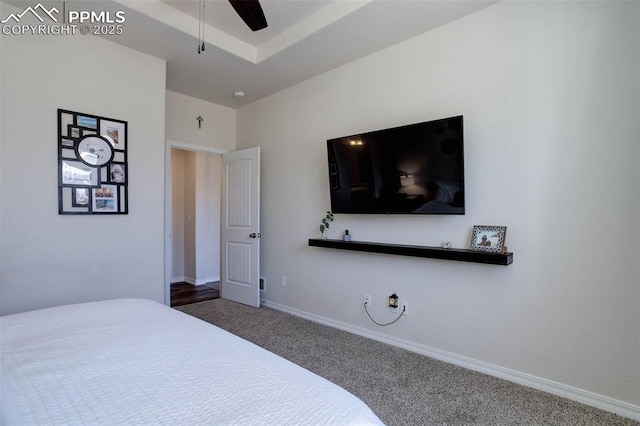 17718 Leisure Lake Dr, Monument, CO 80132 - carpeted bedroom featuring baseboards and a ceiling fan