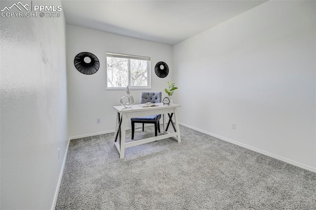 office area with baseboards and carpet flooring