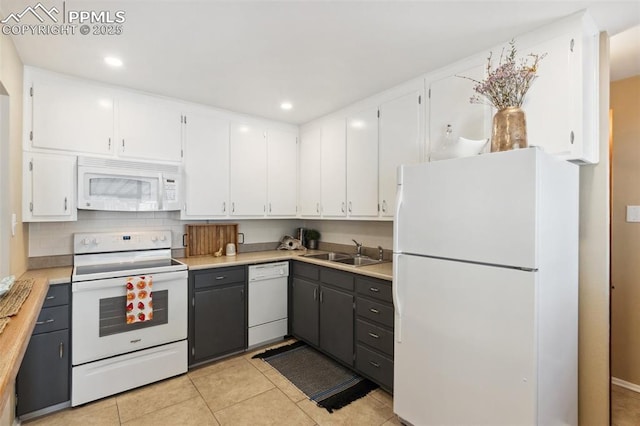 2928 Drakestone Dr, Colorado Springs, CO 80909 - kitchen with a sink, white cabinets, and white appliances