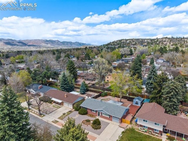 2928 Drakestone Dr, Colorado Springs, CO 80909 - birds eye view of property featuring a residential view and a mountain view