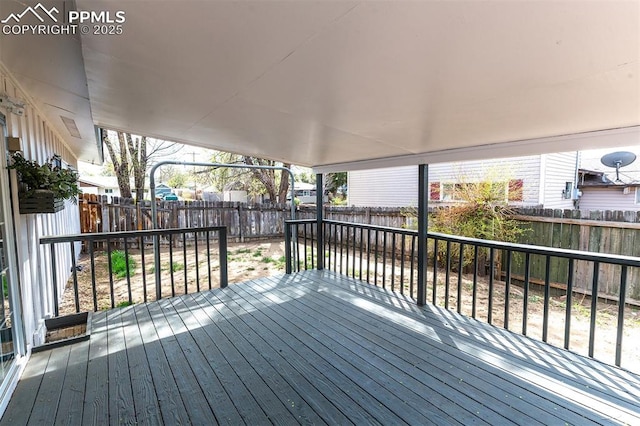 deck featuring a fenced backyard