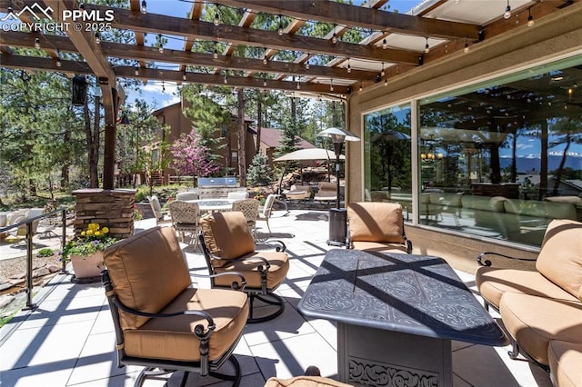 18383 Lazy Summer Way, Monument, CO 80132 - view of patio with an outdoor hangout area and a pergola