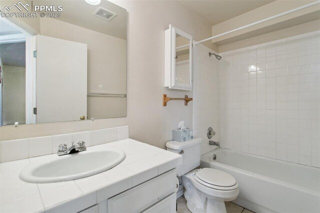 6627 Wagon Ridge Dr, Colorado Springs, CO 80923 - full bathroom with vanity, visible vents, shower / tub combination, and toilet
