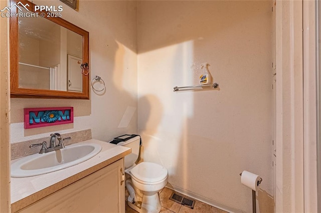 735 E Vermijo Ave, Colorado Springs, CO 80903 - bathroom with toilet, vanity, tile patterned floors, and visible vents
