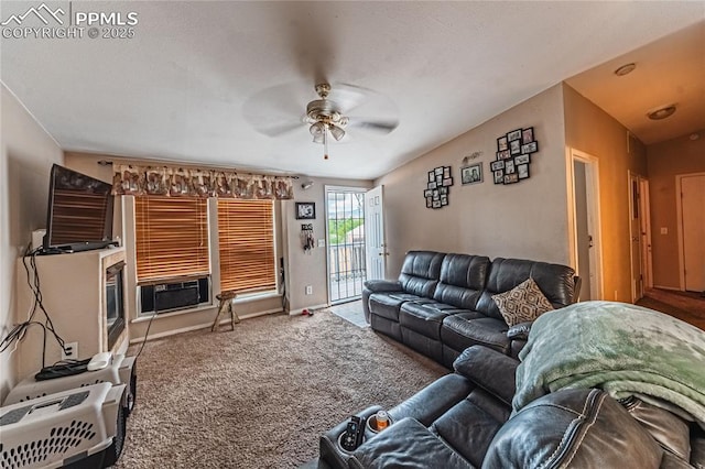 735 E Vermijo Ave, Colorado Springs, CO 80903 - carpeted living area with ceiling fan and cooling unit