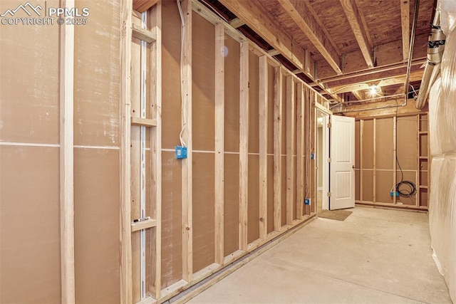 view of unfinished basement