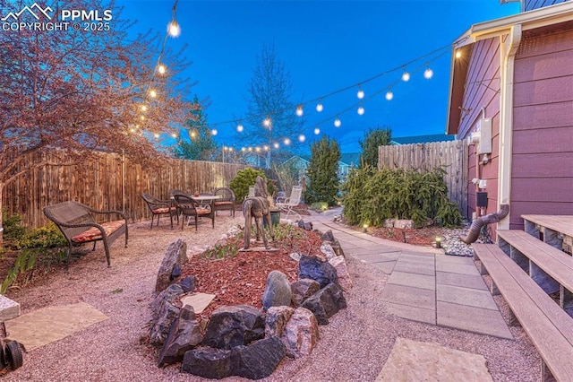 view of yard with a patio area and fence