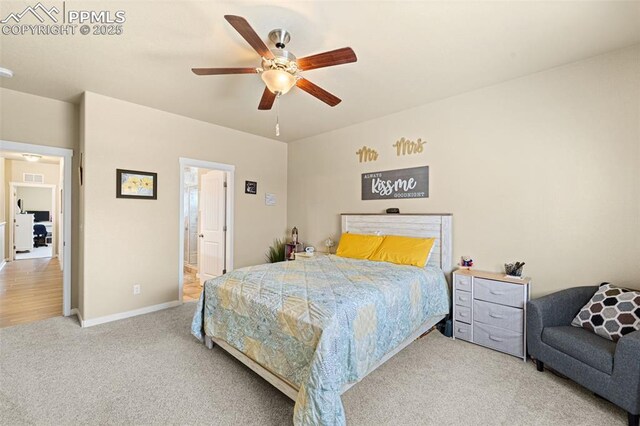 7814 Dry Willow Way, Colorado Springs, CO 80908 - bedroom featuring ceiling fan, baseboards, visible vents, and carpet floors