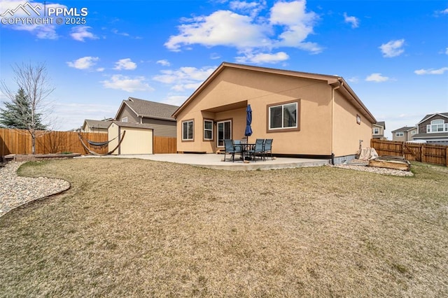 7814 Dry Willow Way, Colorado Springs, CO 80908 - back of house featuring a patio, a yard, a fenced backyard, and stucco siding