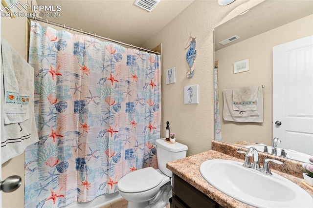 7814 Dry Willow Way, Colorado Springs, CO 80908 - full bathroom featuring a textured wall, visible vents, and toilet