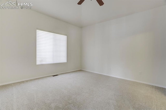 5584 Sonnet Hts, Colorado Springs, CO 80918 - unfurnished room featuring carpet flooring, visible vents, baseboards, and a ceiling fan
