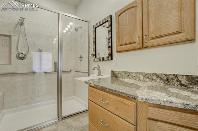 5584 Sonnet Hts, Colorado Springs, CO 80918 - bathroom with a shower stall and vanity