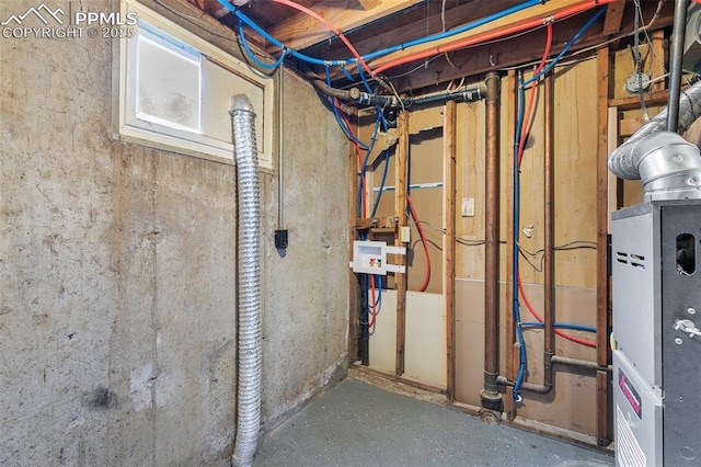 view of unfinished basement