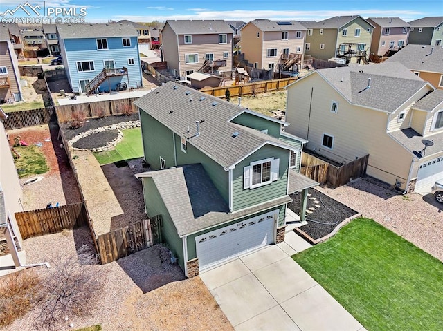 bird's eye view with a residential view