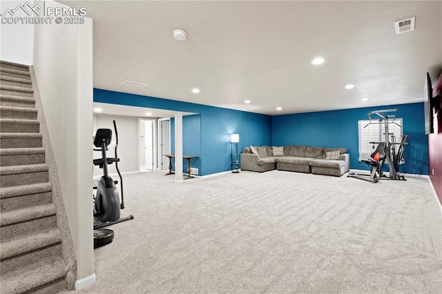 955 S Los Charros Dr, Pueblo West, CO 81007 - interior space with recessed lighting, stairs, carpet, and visible vents