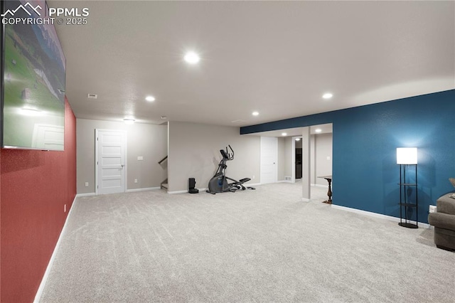 955 S Los Charros Dr, Pueblo West, CO 81007 - exercise room featuring recessed lighting, carpet, and baseboards