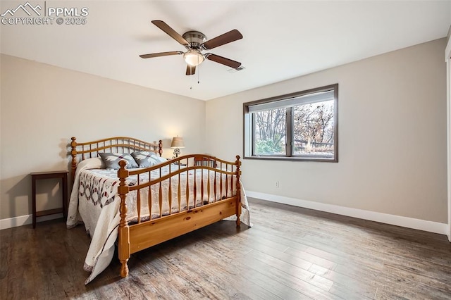440 Scrub Oak Cir, Monument, CO 80132 - bedroom featuring baseboards, wood finished floors, and a ceiling fan