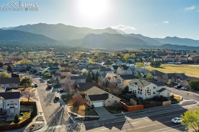 aerial view with a residential view and a mountain view
