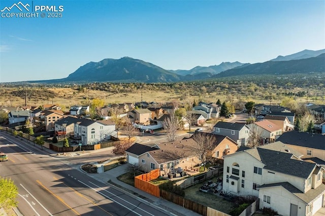 bird's eye view with a mountain view and a residential view