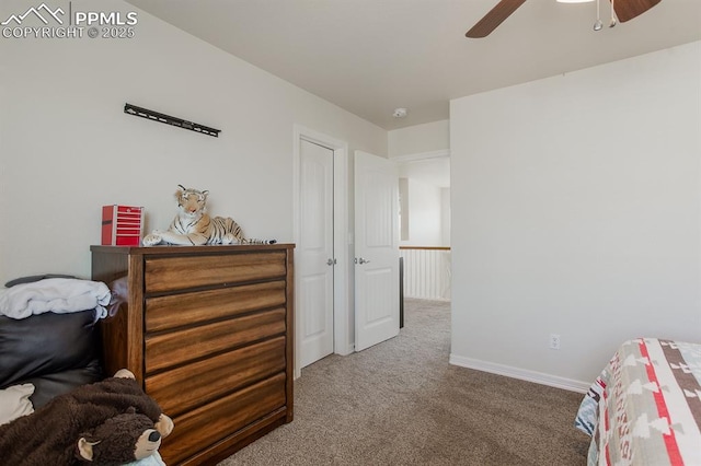 6117 Hayfield Pl, Colorado Springs, CO 80925 - bedroom featuring baseboards, a ceiling fan, and carpet floors