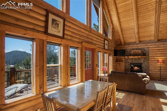 876 Obsidian Dr, Florissant, CO 80816 - sunroom / solarium with a mountain view and beamed ceiling