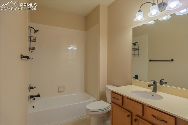 1474 Promontory Bluff Vw, Colorado Springs, CO 80921 - full bathroom with vanity, toilet, shower / bath combination, and tile patterned flooring