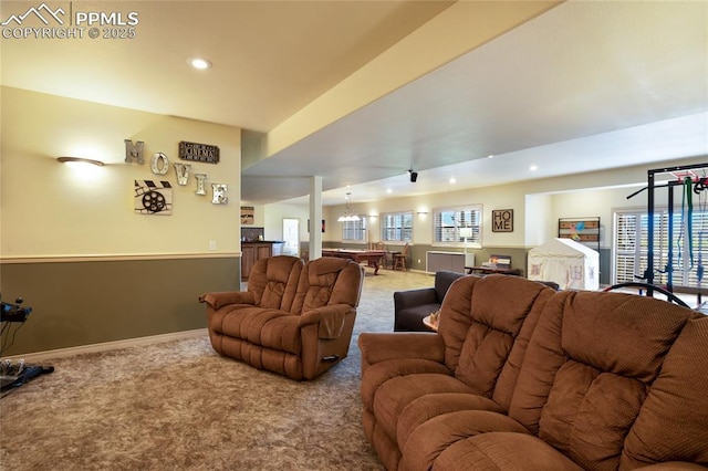 15090 Jessie Dr, Colorado Springs, CO 80921 - carpeted living room with recessed lighting and baseboards