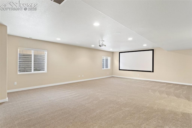1185 Antrim Loop, Colorado Springs, CO 80910 - cinema room with recessed lighting, carpet flooring, and baseboards