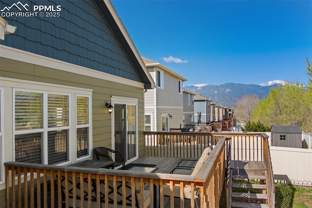 1185 Antrim Loop, Colorado Springs, CO 80910 - wooden terrace featuring a mountain view