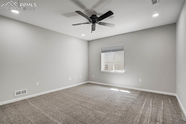 7935 Morning Dew Rd, Colorado Springs, CO 80908 - carpeted empty room with visible vents, ceiling fan, recessed lighting, and baseboards