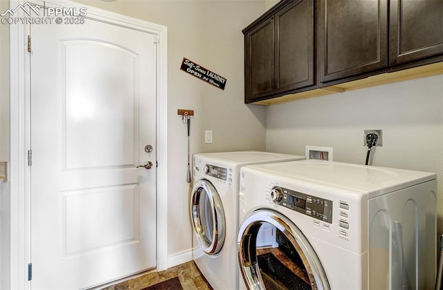 9825 Golf Crest Dr, Peyton, CO 80831 - laundry room with cabinet space, independent washer and dryer, and baseboards