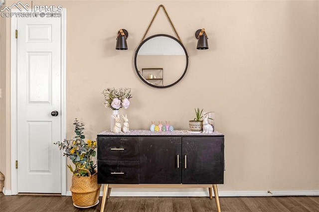 interior details with baseboards and wood finished floors
