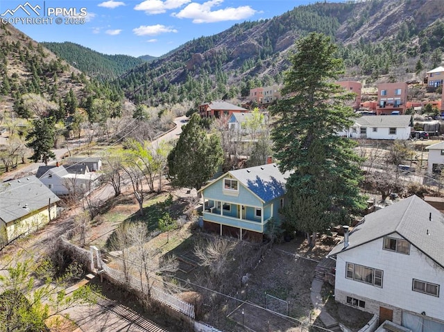aerial view featuring a mountain view