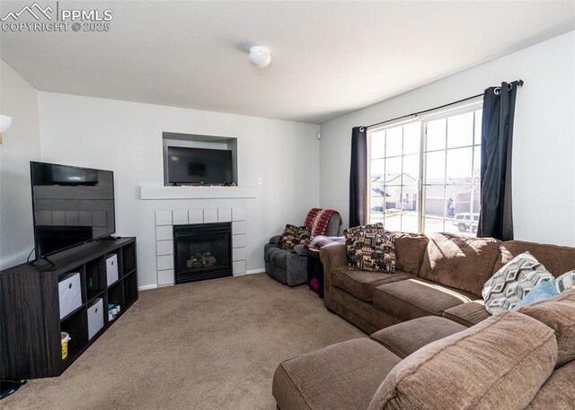 1536 Ancestra Dr, Fountain, CO 80817 - living area featuring carpet and a fireplace