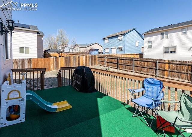 1536 Ancestra Dr, Fountain, CO 80817 - exterior space with area for grilling, a fenced backyard, and a residential view