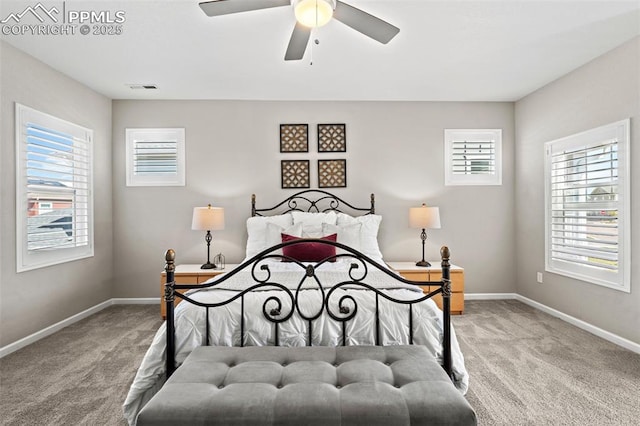 48 Mayflower Park Pl, Colorado Springs, CO 80905 - bedroom with carpet floors, baseboards, and ceiling fan
