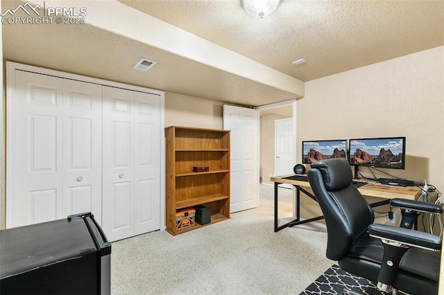 620 Jayton Dr, Colorado Springs, CO 80911 - office with a textured ceiling and visible vents