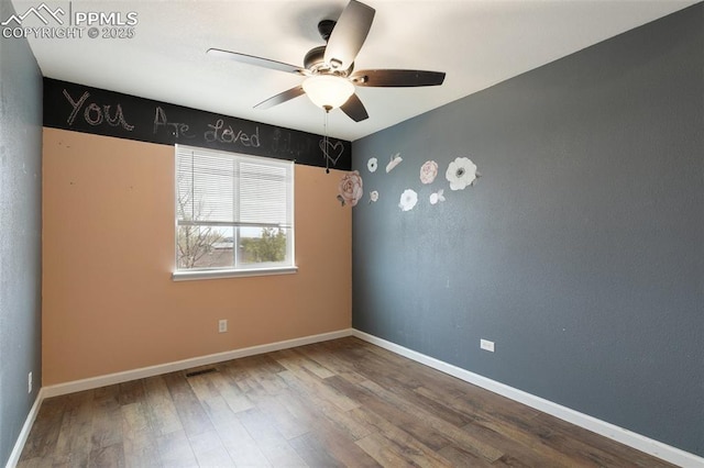 8246 Pinegate Dr, Colorado Springs, CO 80925 - empty room featuring a ceiling fan and wood finished floors