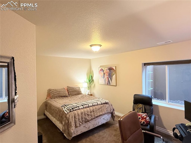 10088 Stonemont Dr, Peyton, CO 80831 - carpeted bedroom featuring a textured ceiling, visible vents, and baseboards