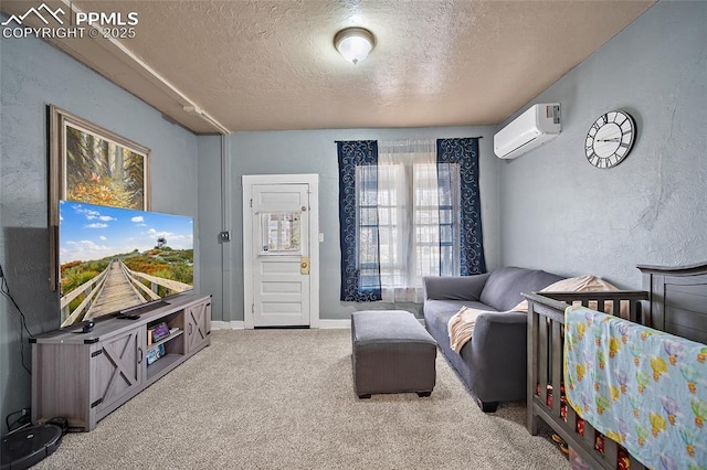 1903 W Colorado Ave, Colorado Springs, CO 80904 - bedroom featuring carpet floors, a textured ceiling, and a wall unit AC