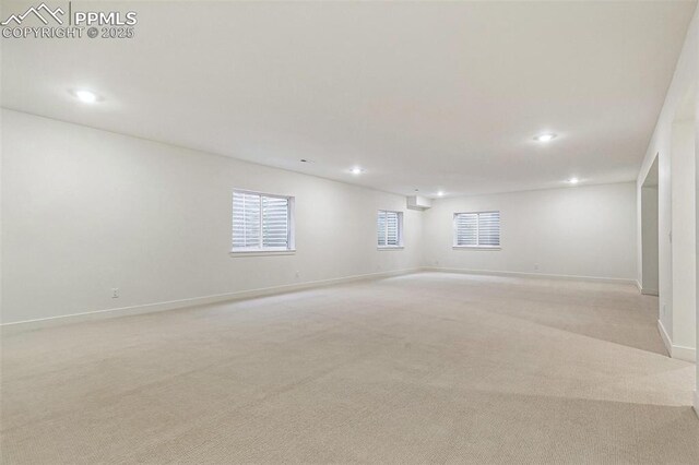 4331 Soapberry Pl, Castle Rock, CO 80108 - basement featuring light colored carpet, baseboards, and recessed lighting