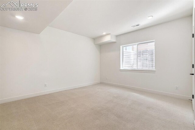 4331 Soapberry Pl, Castle Rock, CO 80108 - empty room featuring visible vents, baseboards, recessed lighting, and light carpet